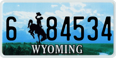 WY license plate 684534