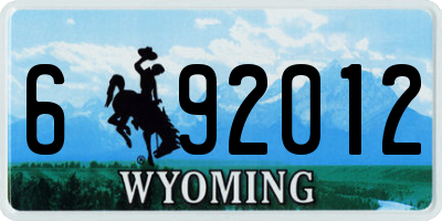 WY license plate 692012