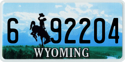 WY license plate 692204