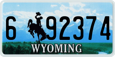 WY license plate 692374