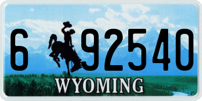 WY license plate 692540