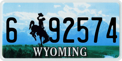 WY license plate 692574