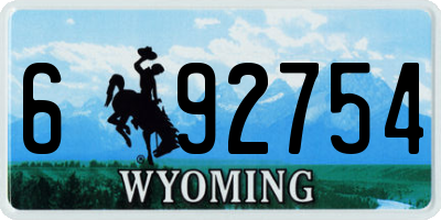 WY license plate 692754