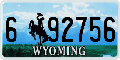 WY license plate 692756