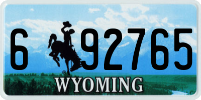 WY license plate 692765