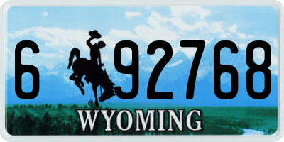 WY license plate 692768