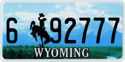 WY license plate 692777