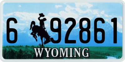WY license plate 692861