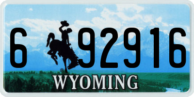 WY license plate 692916