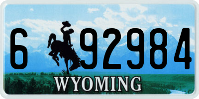 WY license plate 692984