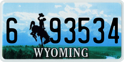 WY license plate 693534