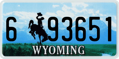 WY license plate 693651