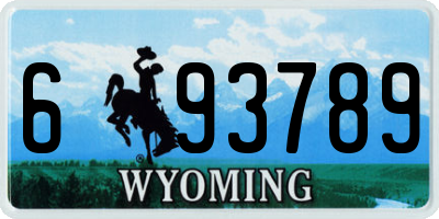 WY license plate 693789