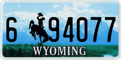 WY license plate 694077