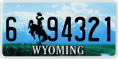 WY license plate 694321