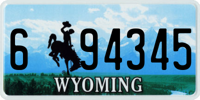 WY license plate 694345