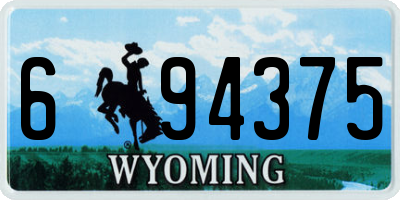WY license plate 694375