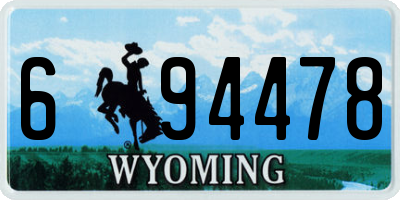 WY license plate 694478
