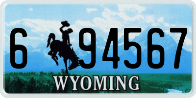 WY license plate 694567