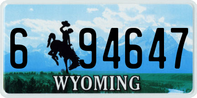 WY license plate 694647