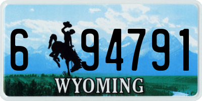 WY license plate 694791