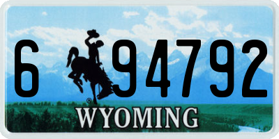 WY license plate 694792