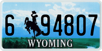 WY license plate 694807
