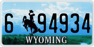 WY license plate 694934