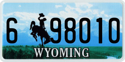 WY license plate 698010