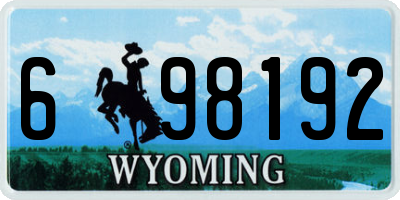 WY license plate 698192