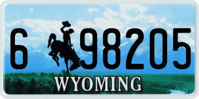 WY license plate 698205