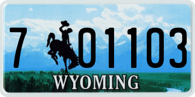 WY license plate 701103