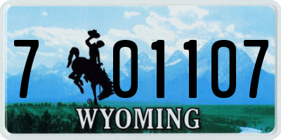 WY license plate 701107
