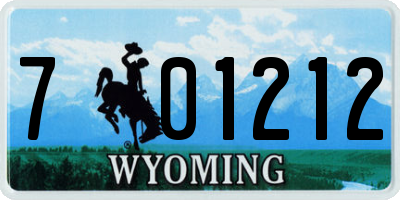 WY license plate 701212