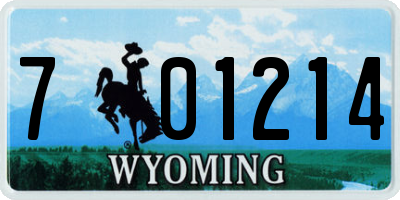 WY license plate 701214