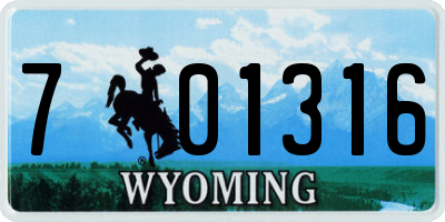 WY license plate 701316