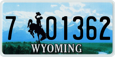 WY license plate 701362