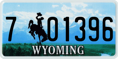 WY license plate 701396