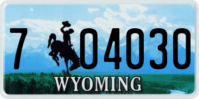 WY license plate 704030