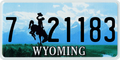 WY license plate 721183