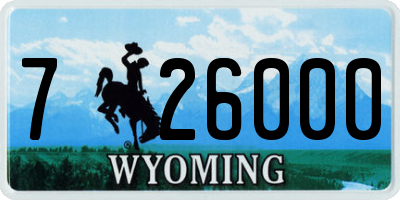 WY license plate 726000