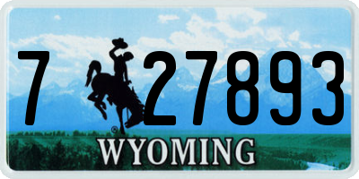 WY license plate 727893