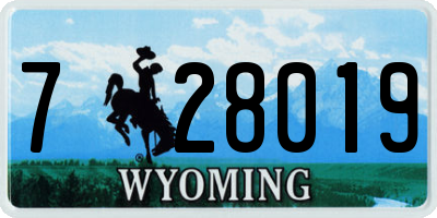 WY license plate 728019