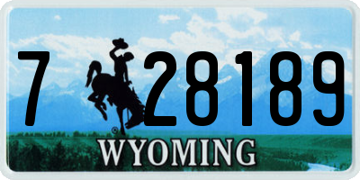 WY license plate 728189