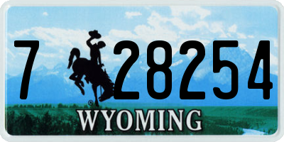 WY license plate 728254