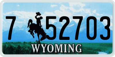 WY license plate 752703