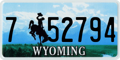 WY license plate 752794