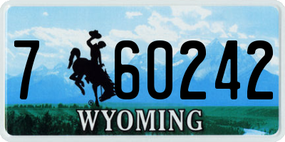 WY license plate 760242