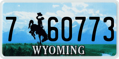 WY license plate 760773