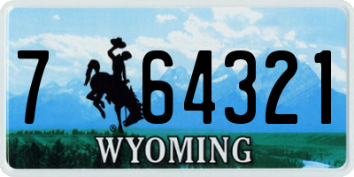 WY license plate 764321